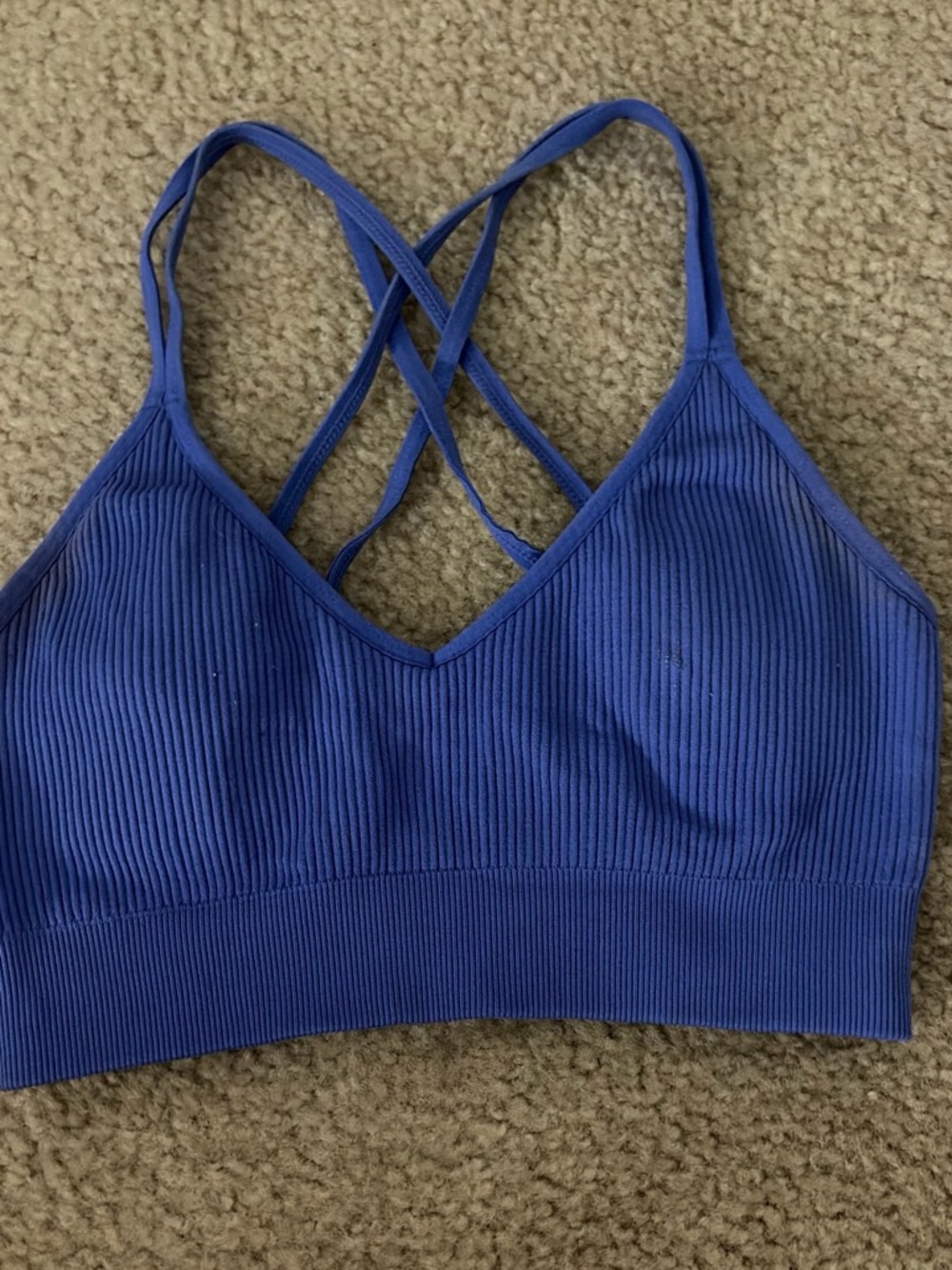 aerie Ribbed Crisscross Sports Bralette - Royal Blue